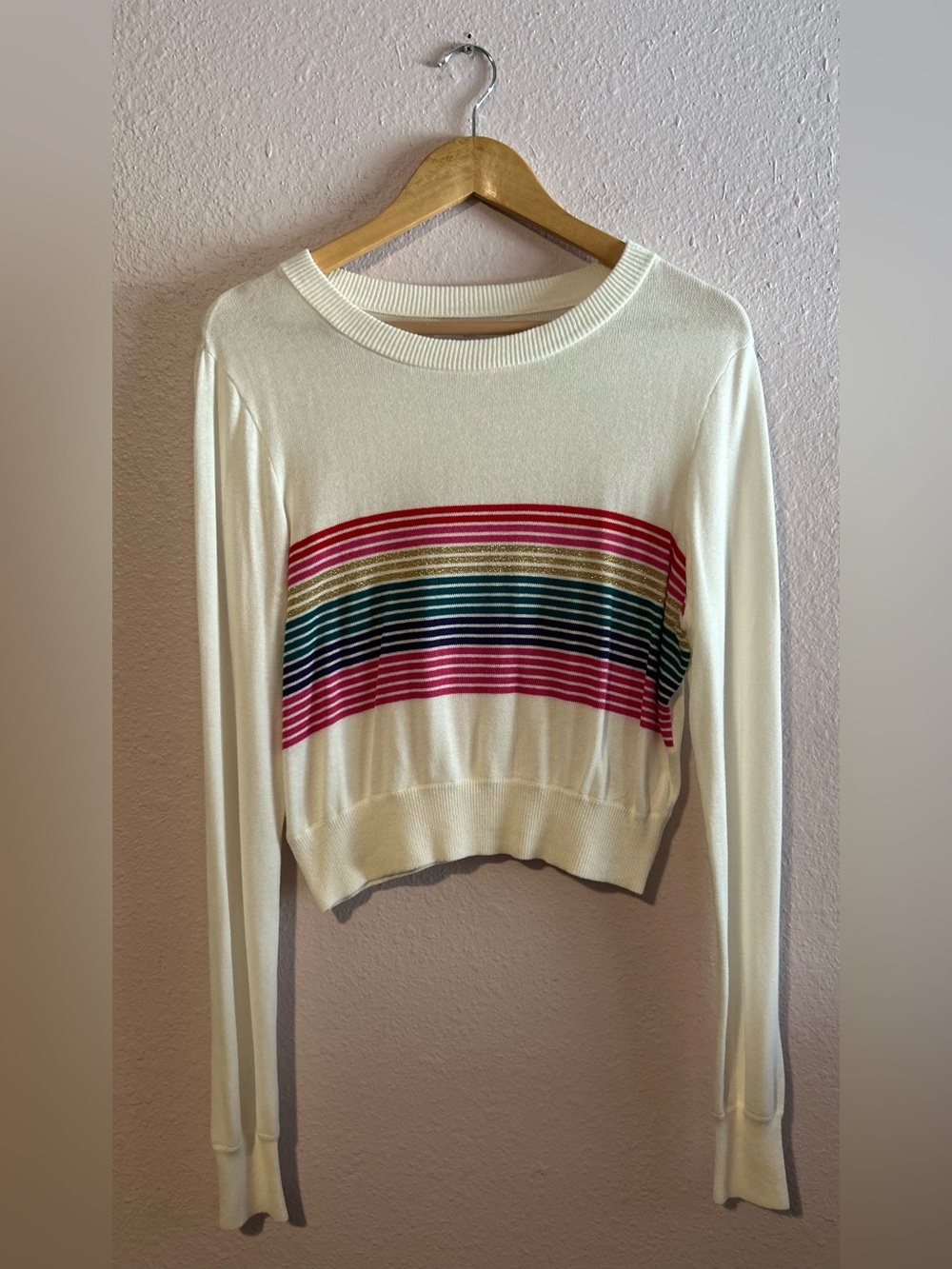 NWOT Spiritual Gangster Nikki Rainbow Crop Sweater - Picture 5 of 14